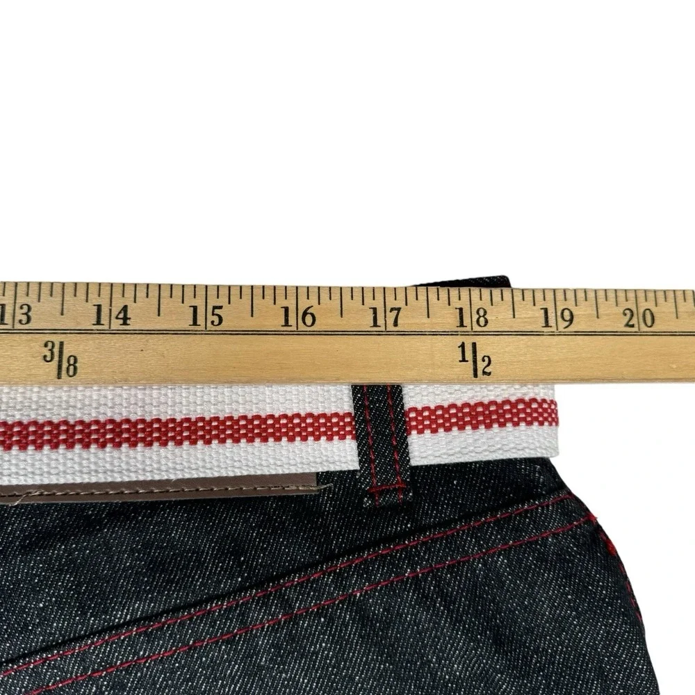 NEW  Y2K Imperious Trading Black Jean Shorts Red Stitching - Men's 38